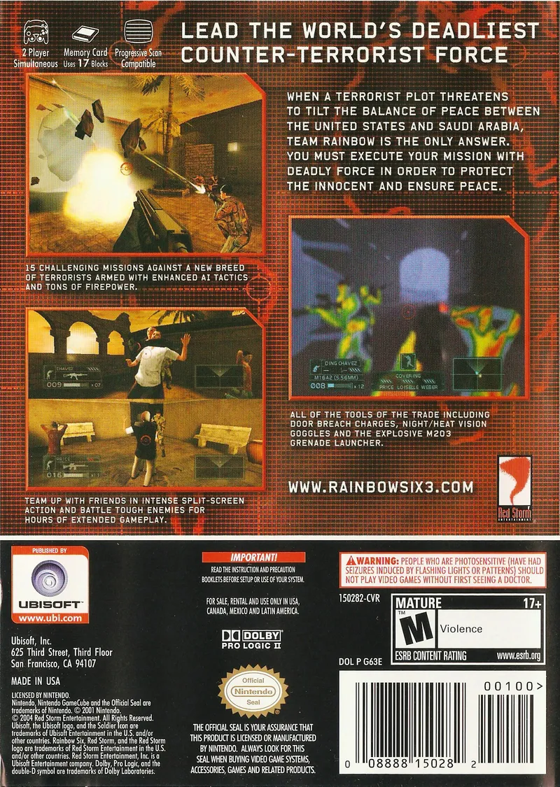 Tom Clancy's Rainbow Six 3 box back