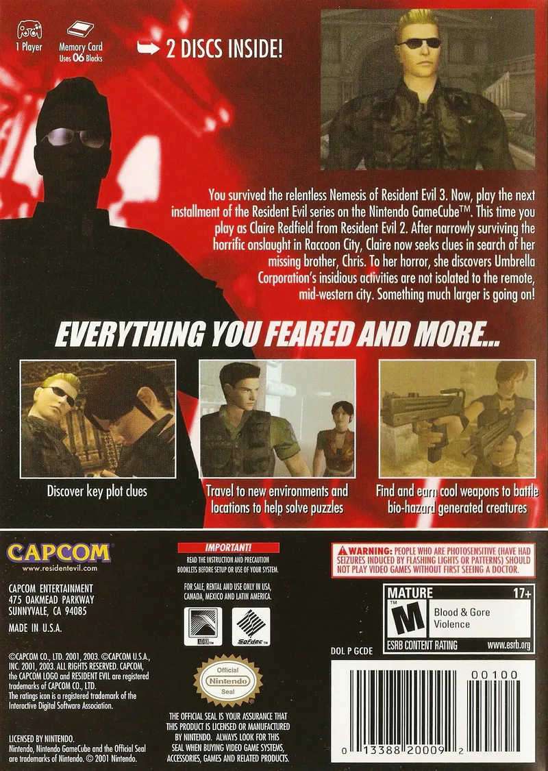 Resident Evil Code: Veronica X box back