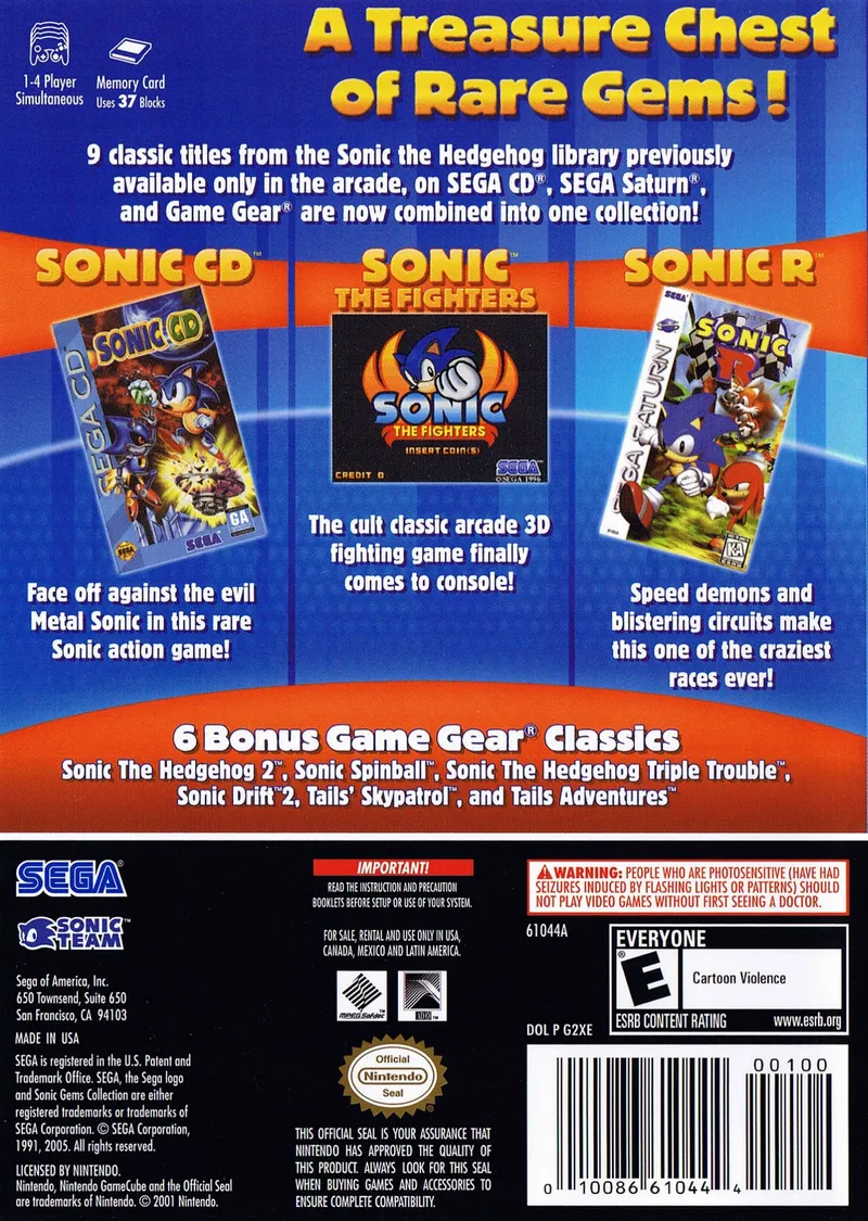 Sonic Gems Collection box back
