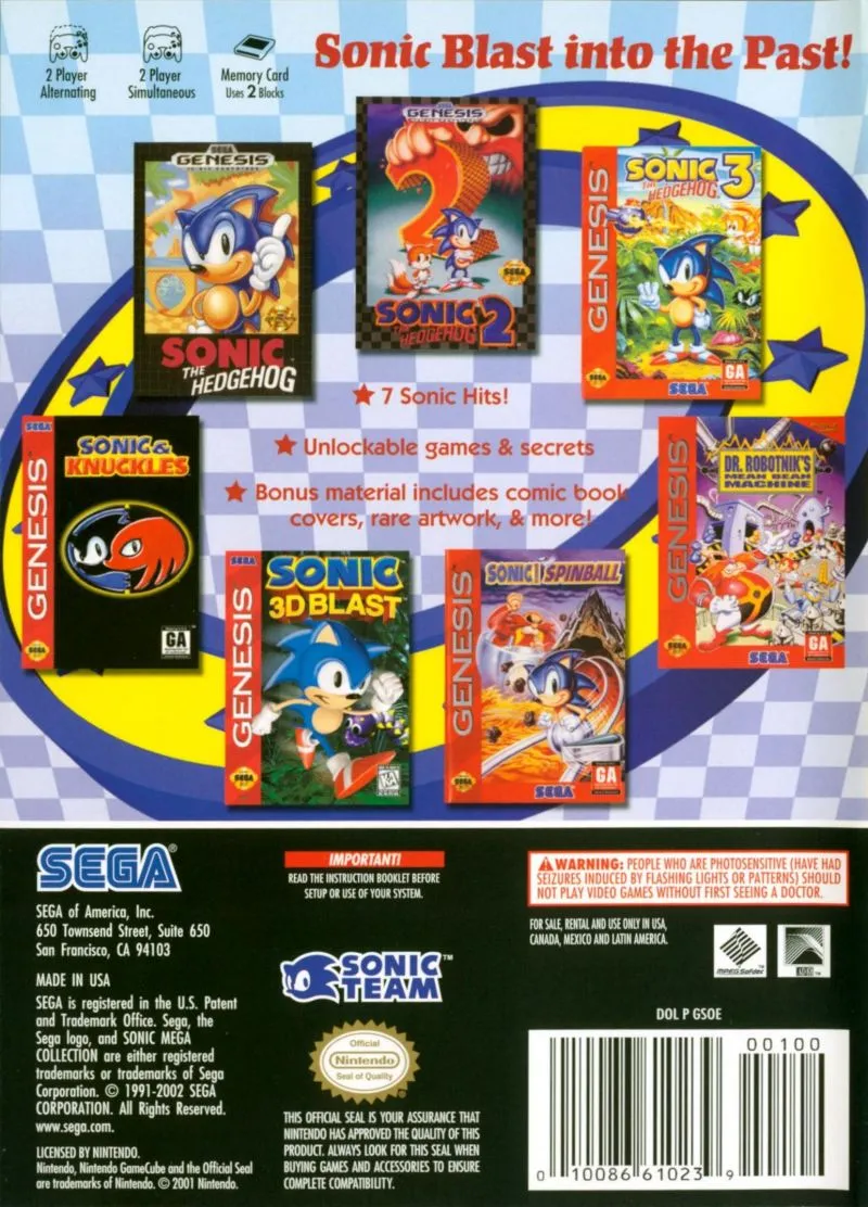 Sonic Mega Collection box back