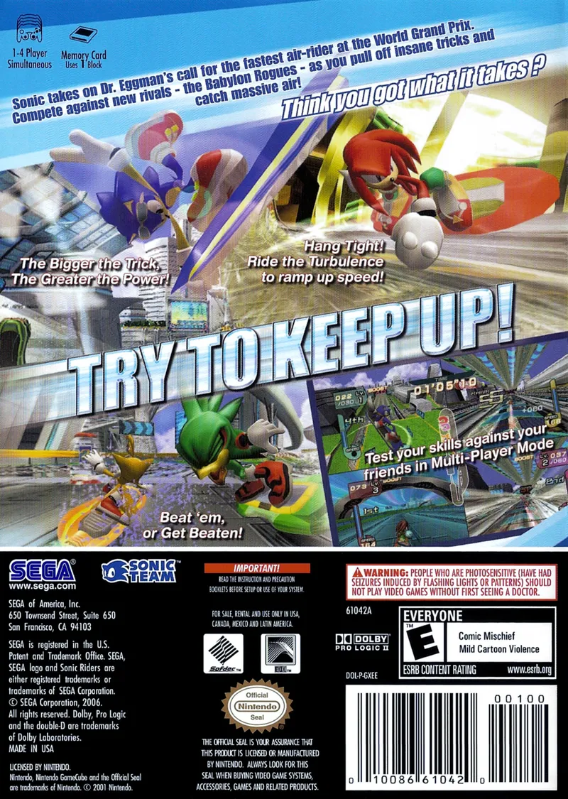 Sonic Riders box back