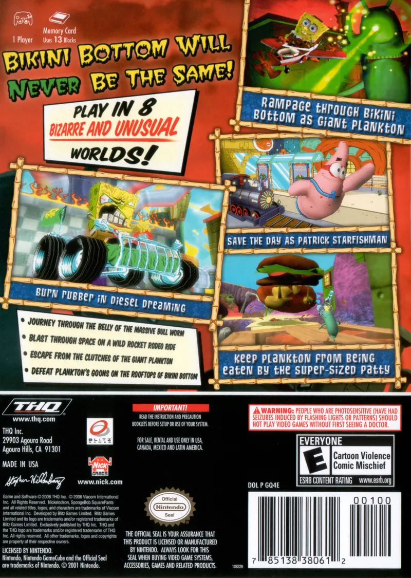 SpongeBob SquarePants: Creature from the Krusty Krab box back