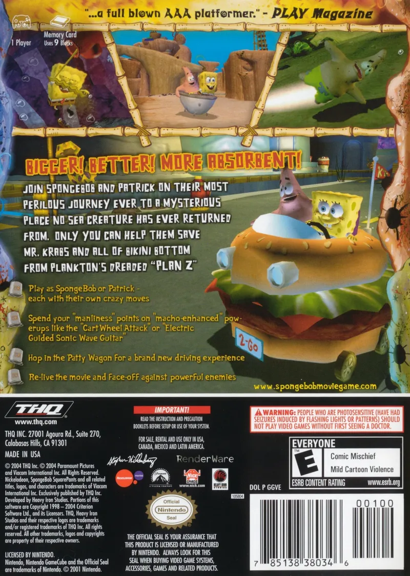 SpongeBob SquarePants: The Movie box back