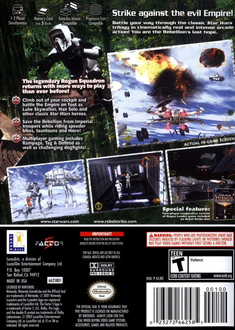 Star Wars Rogue Squadron III: Rebel Strike box back