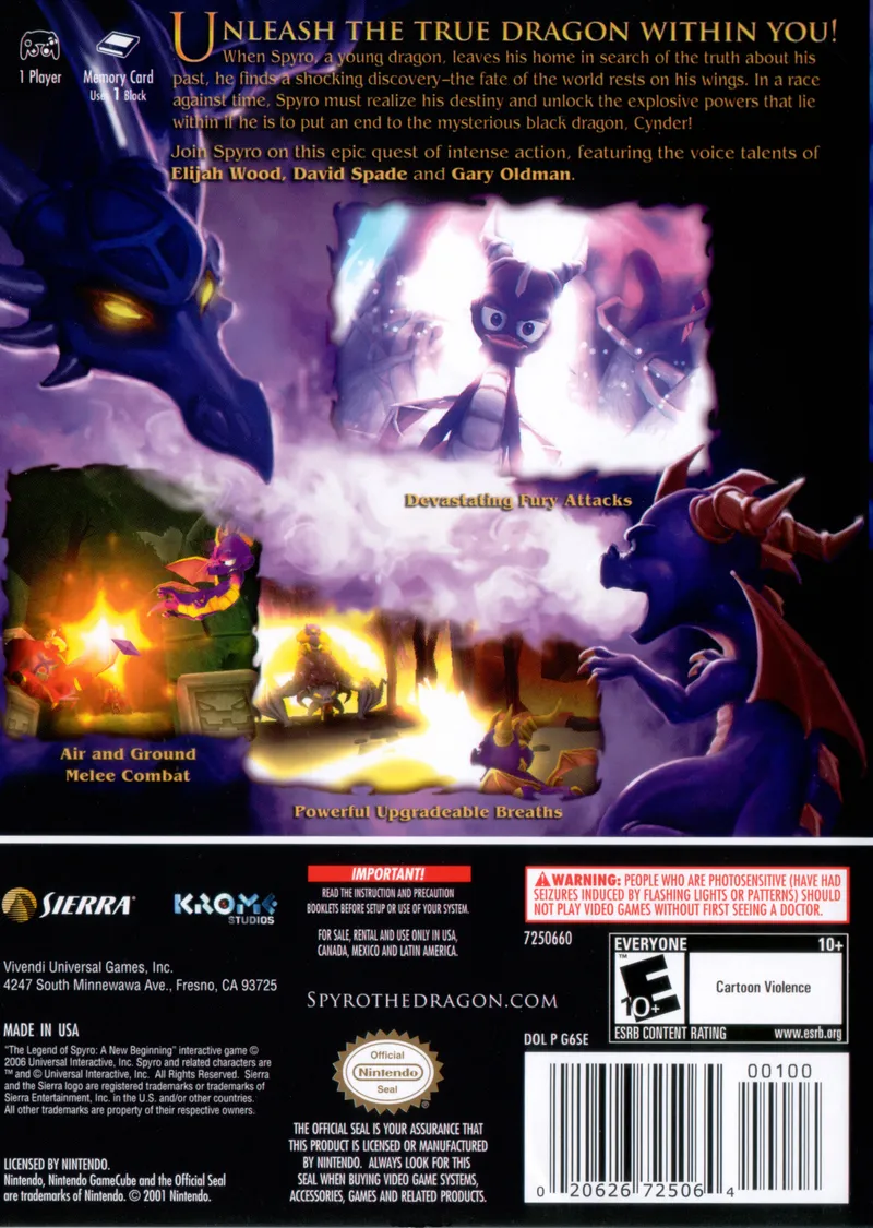 The Legend of Spyro: A New Beginning box back