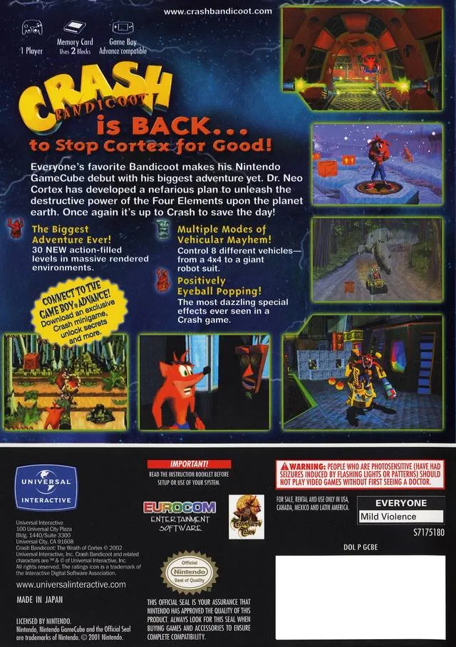 Crash Bandicoot: The Wrath of Cortex box back