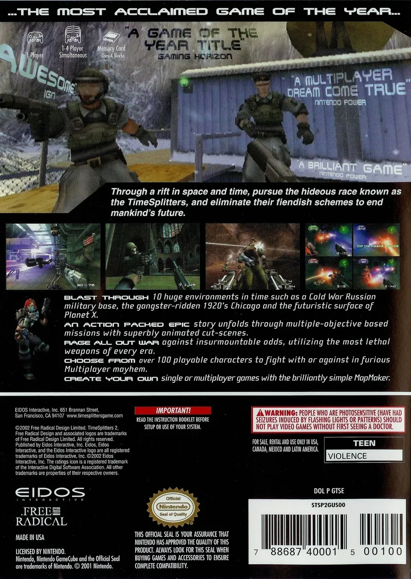 TimeSplitters 2 box back