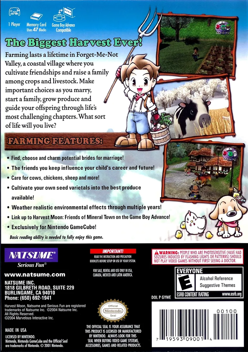 Harvest Moon: A Wonderful Life box back
