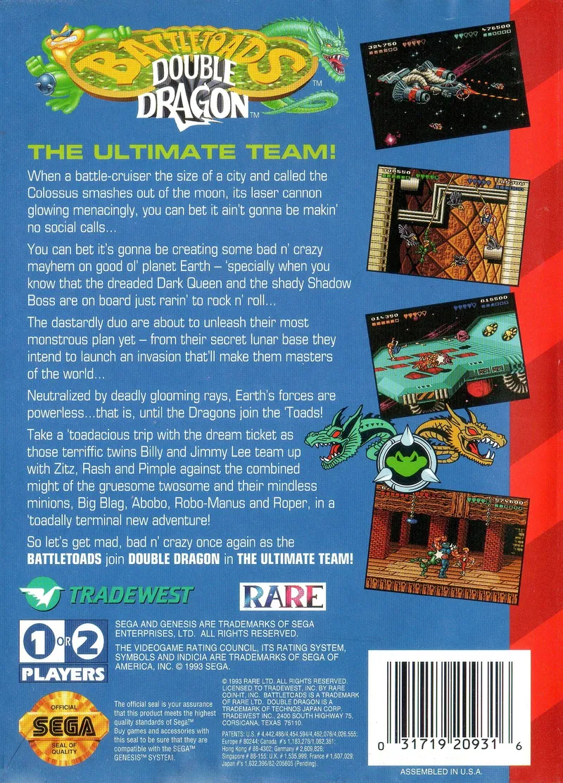 Battletoads / Double Dragon box back