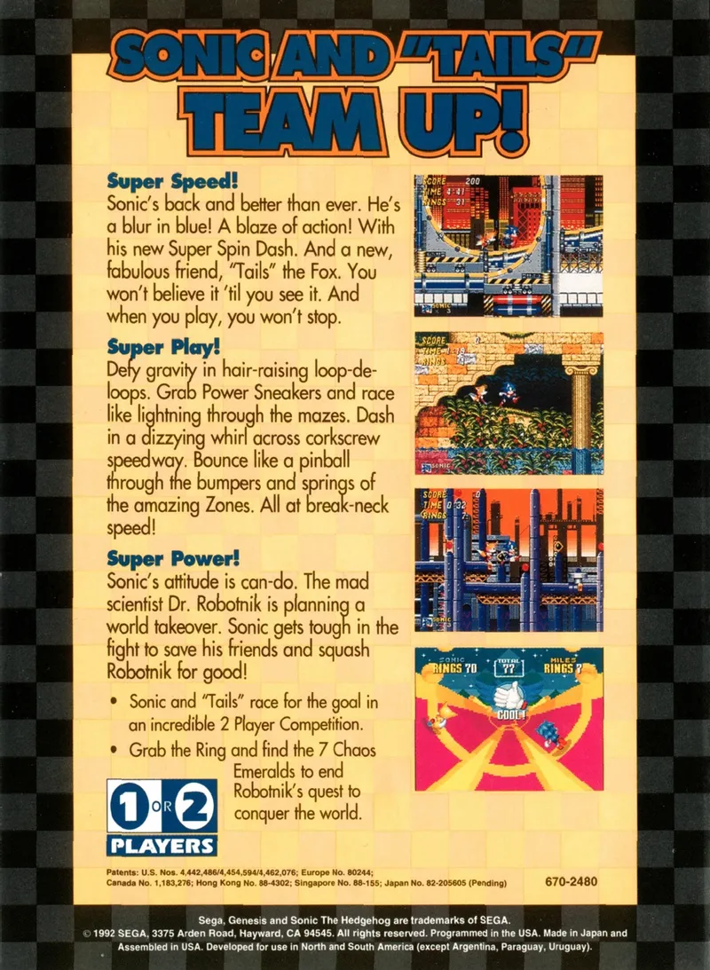Sonic the Hedgehog 2 box back