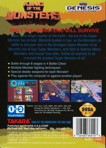 King of the Monsters box back