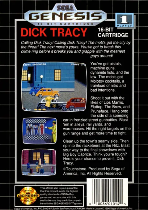 Dick Tracy box back