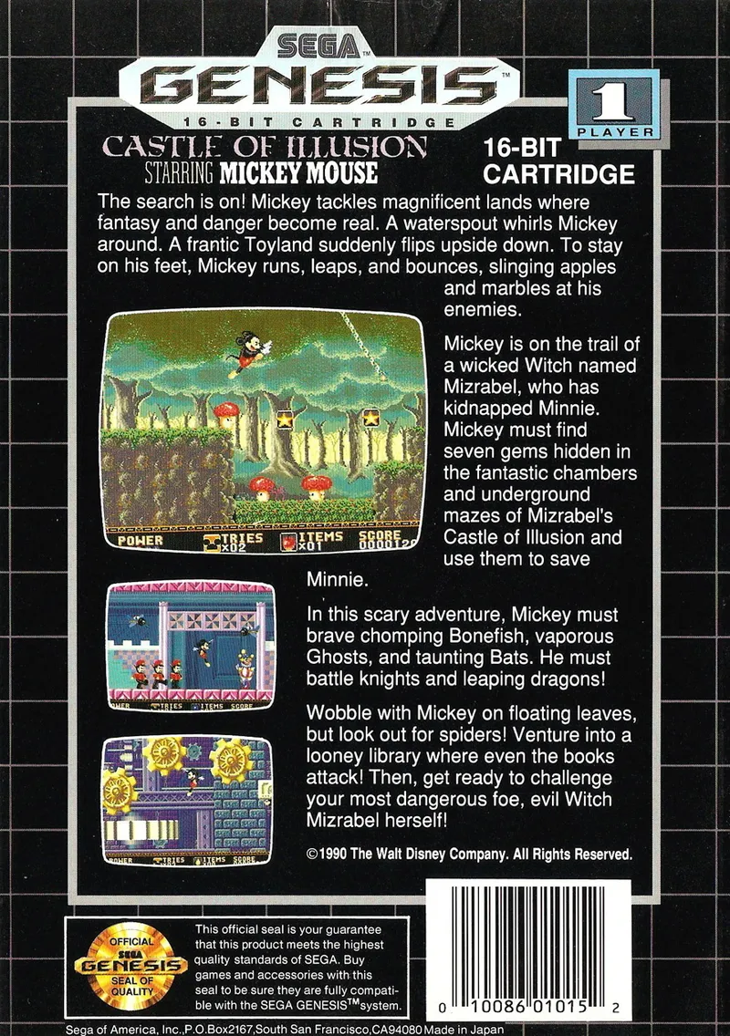 Castle of Illusion Starring Mickey Mouse box back