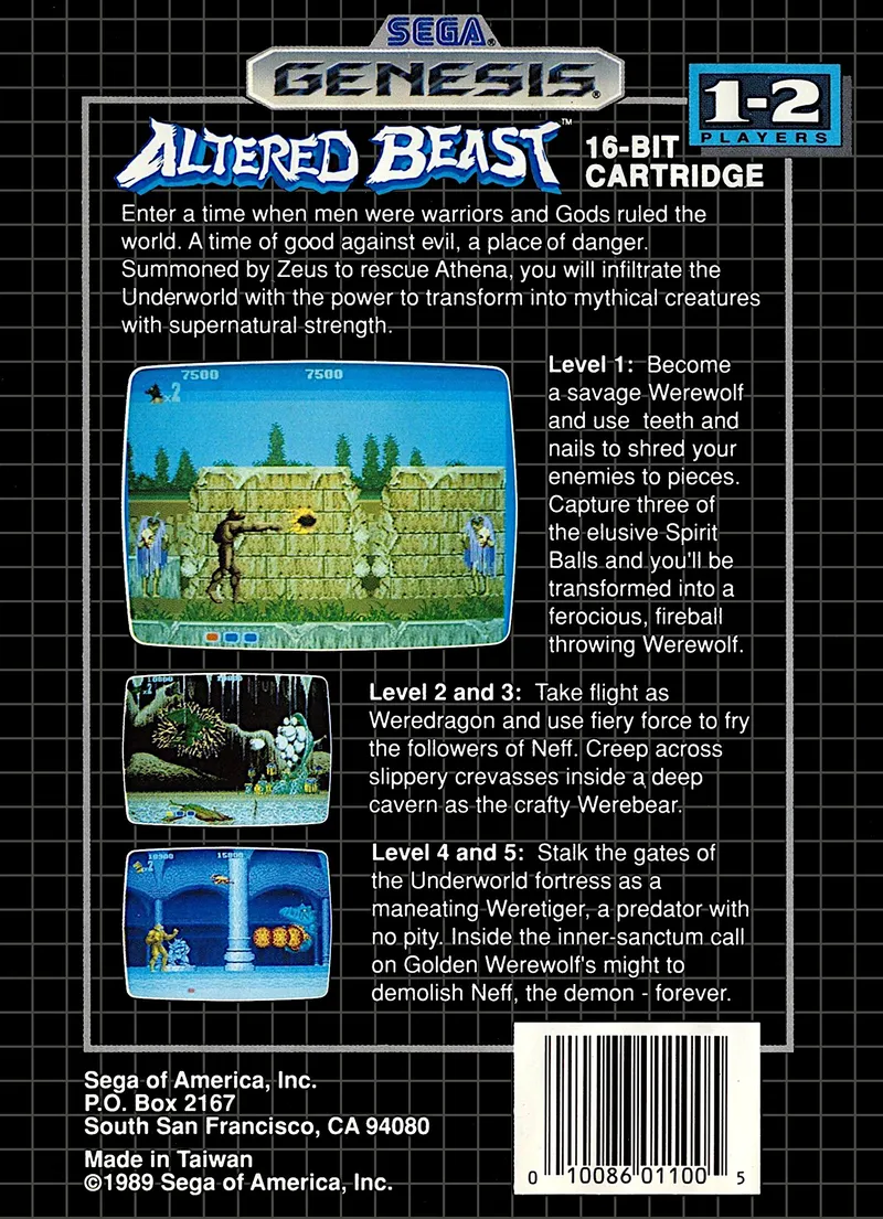 Altered Beast box back