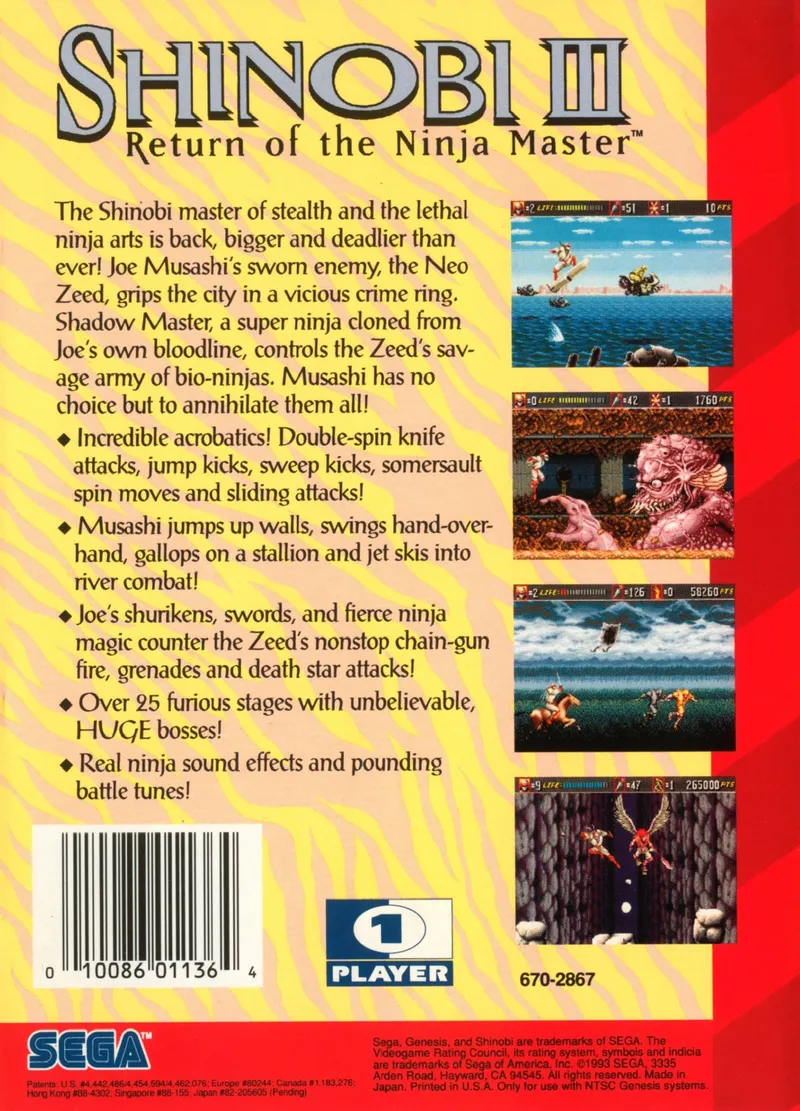 Shinobi III: Return of the Ninja Master box back