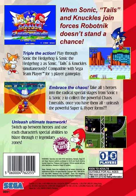 Sonic Classic Heroes box back