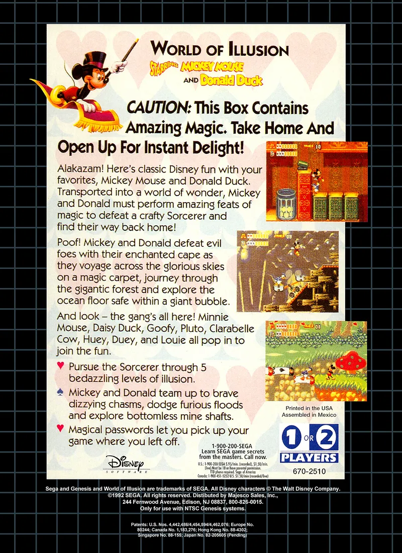 World of Illusion Starring Mickey Mouse and Donald Duck box back