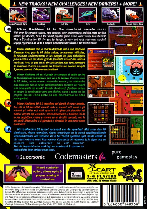 Micro Machines: Turbo Tournament 96 box back