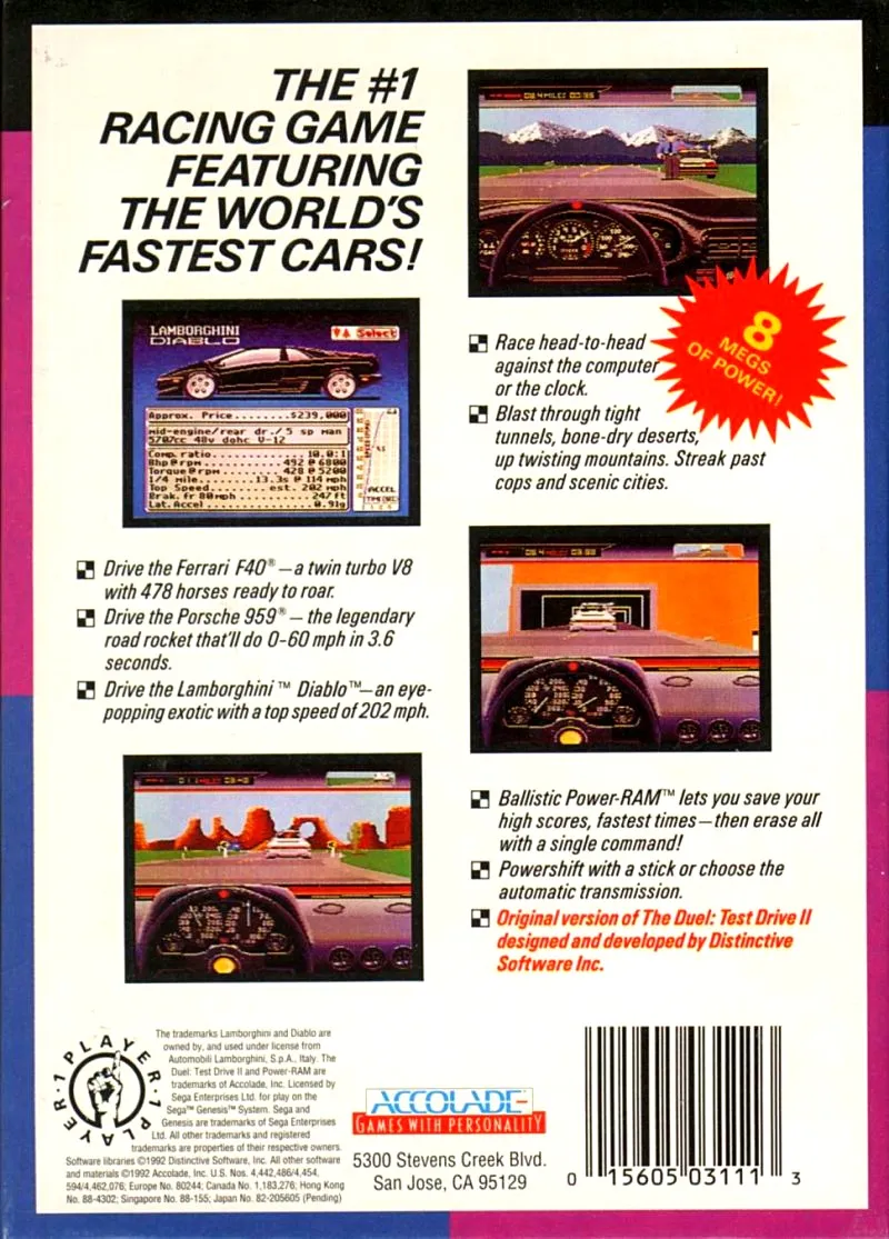 The Duel: Test Drive II box back
