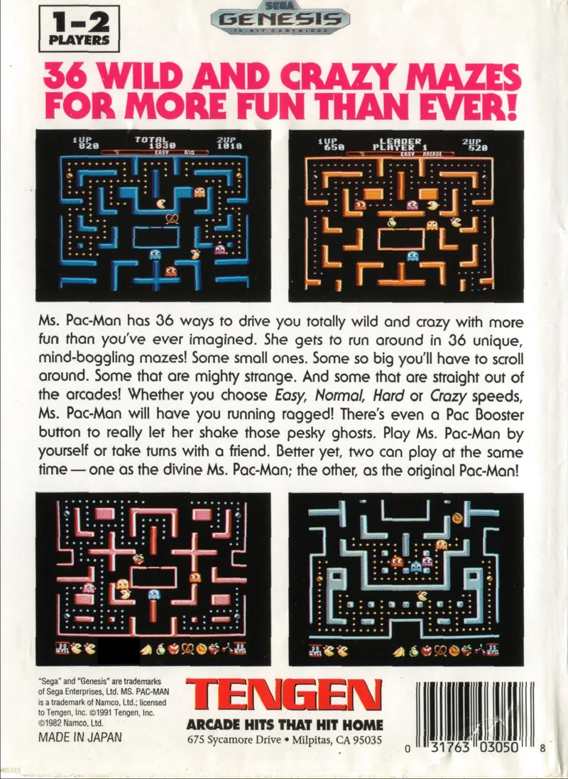 Ms. Pac-Man box back