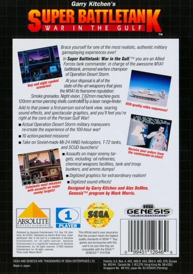 Super Battletank: War in the Gulf box back