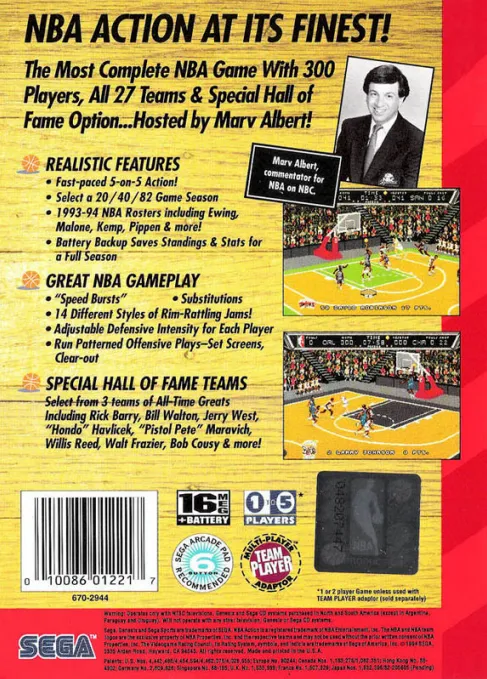 NBA Action '94 box back