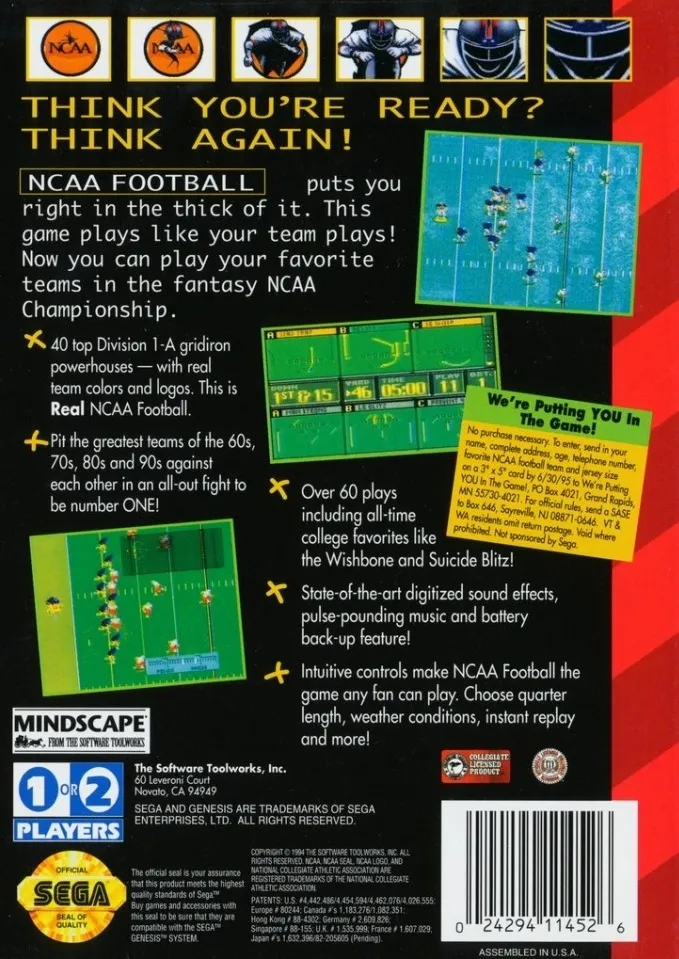 NCAA Football box back