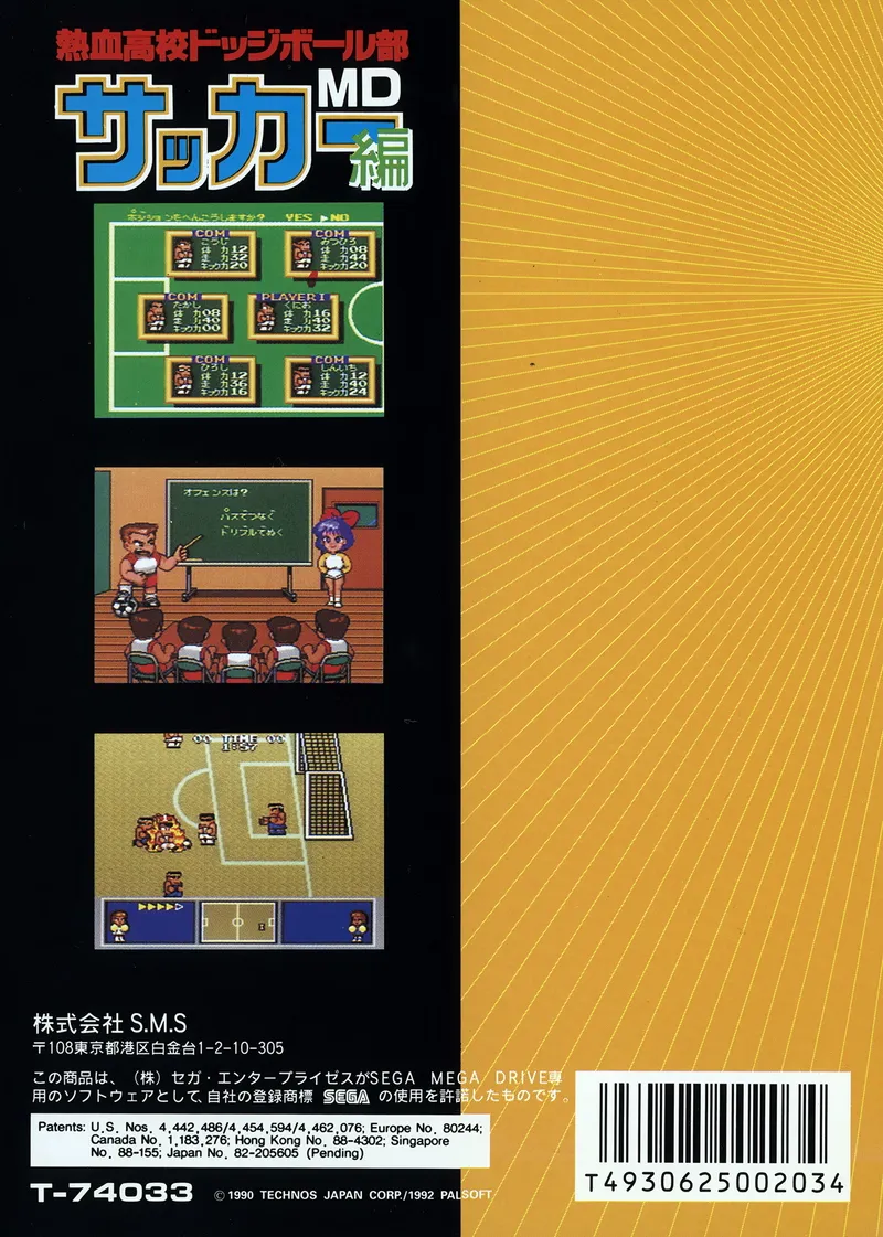 Nekketsu Koukou Dodgeball-bu: Soccer Hen MD box back
