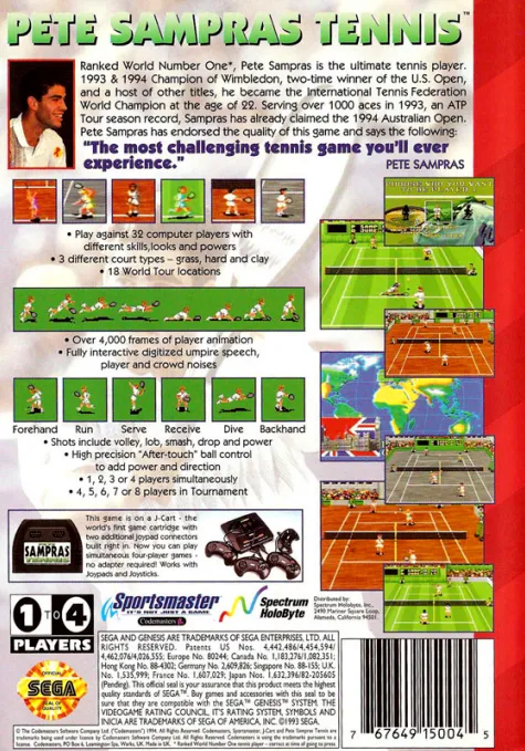 Pete Sampras Tennis box back