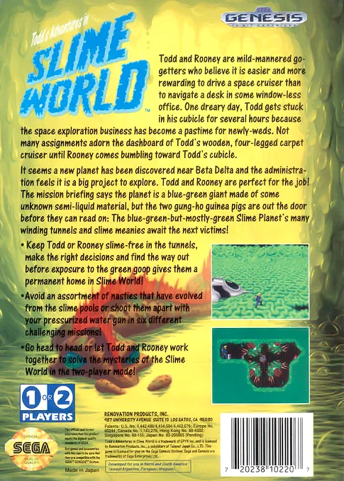 Todd's Adventures in Slime World box back