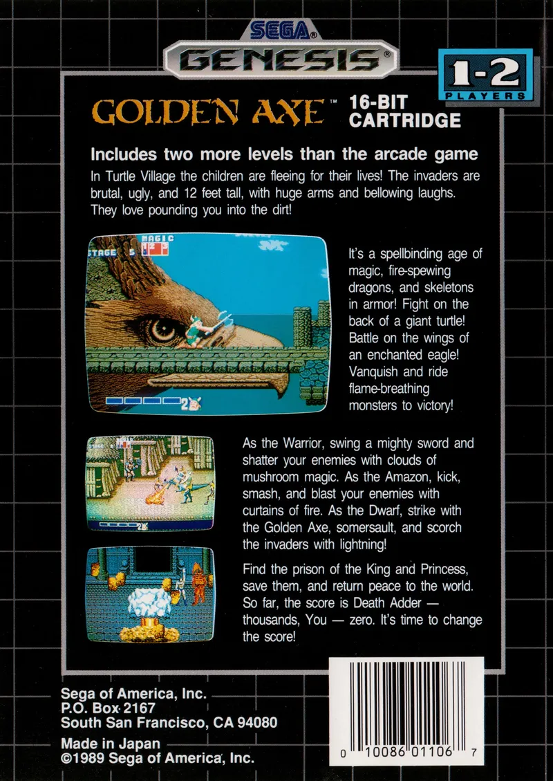 Golden Axe box back
