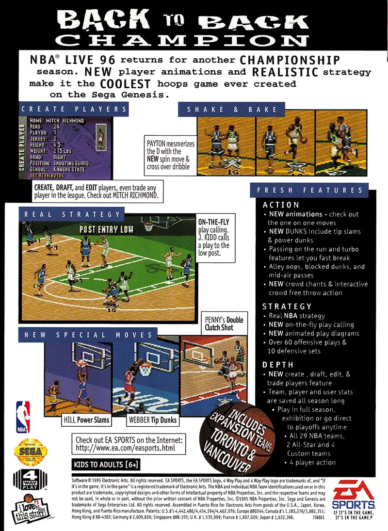 NBA Live 96 box back