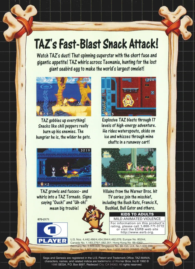 Taz-Mania box back