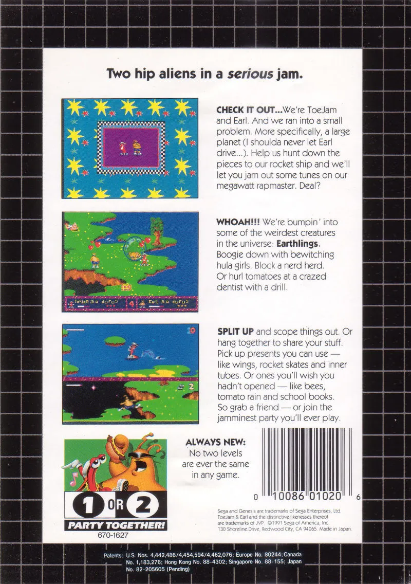 ToeJam & Earl box back