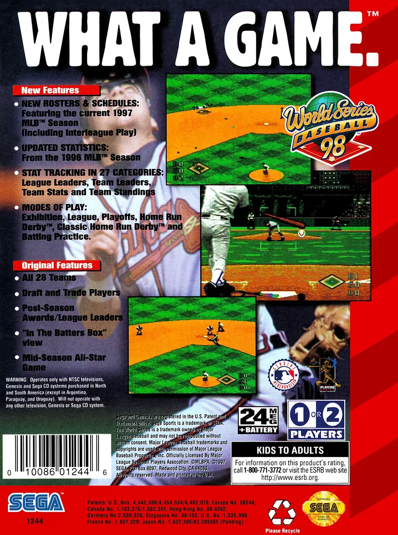World Series Baseball 98 box back