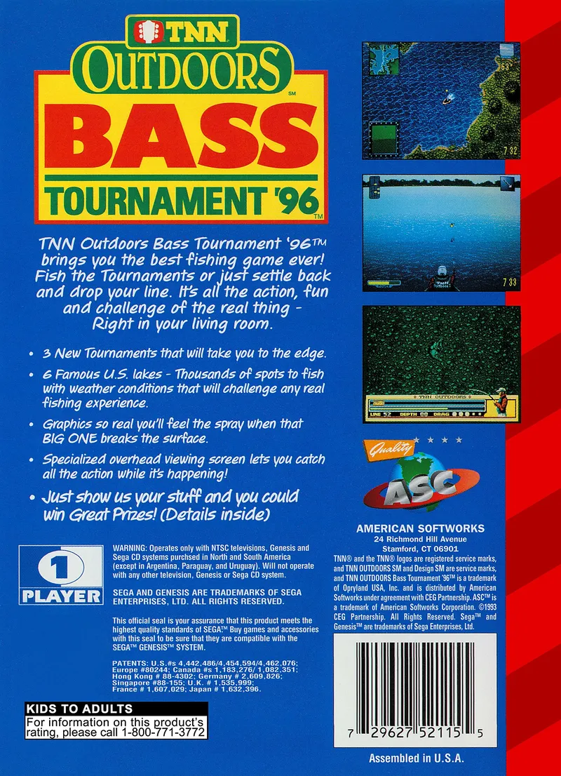 TNN Outdoors Bass Tournament '96 box back