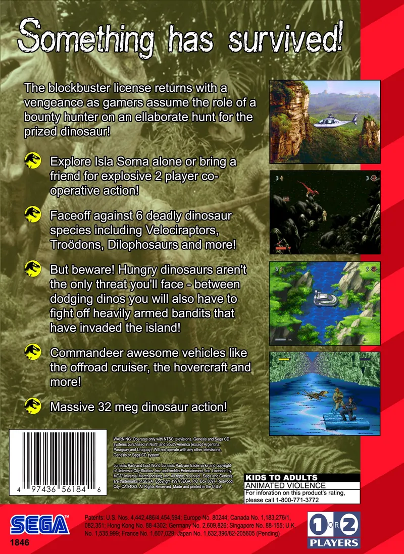 The Lost World: Jurassic Park box back
