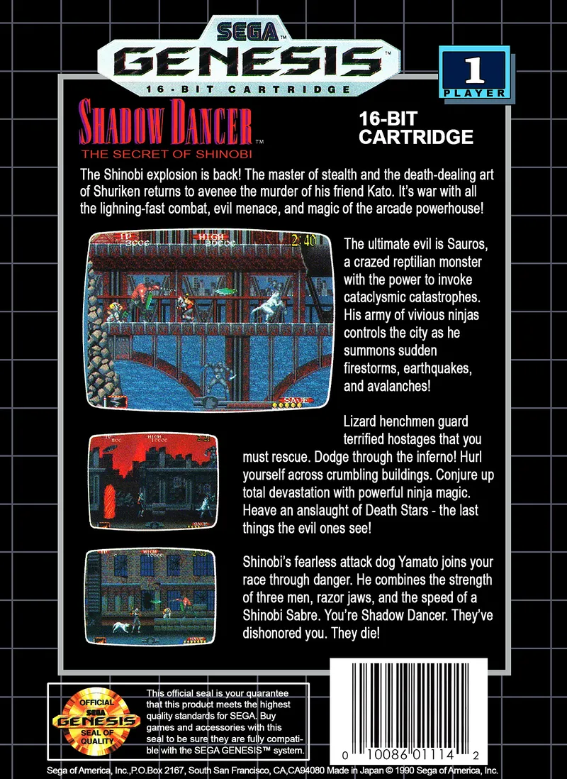 Shadow Dancer: The Secret of Shinobi box back