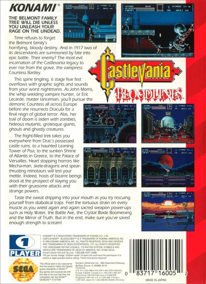 Castlevania: Bloodlines box back