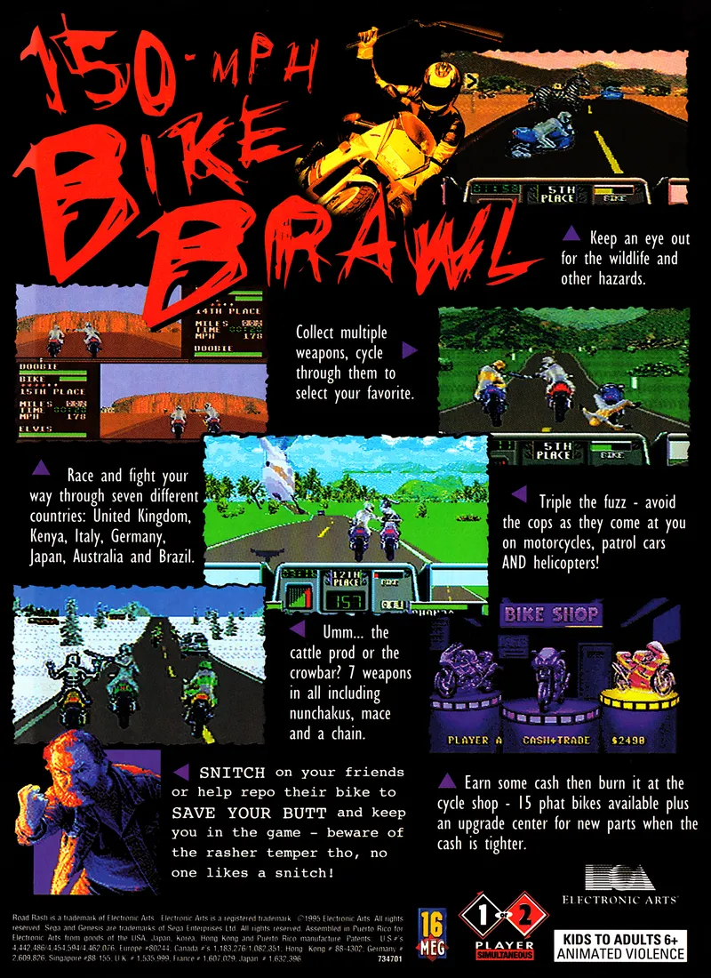 Road Rash 3 box back