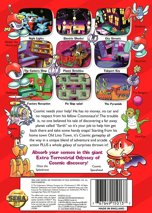 Cosmic Spacehead box back