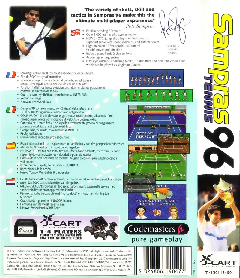 Sampras Tennis 96 box back