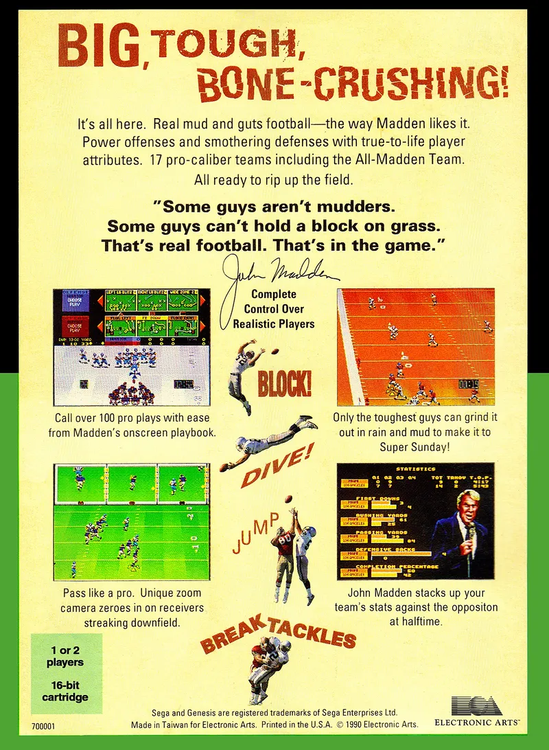 John Madden Football box back