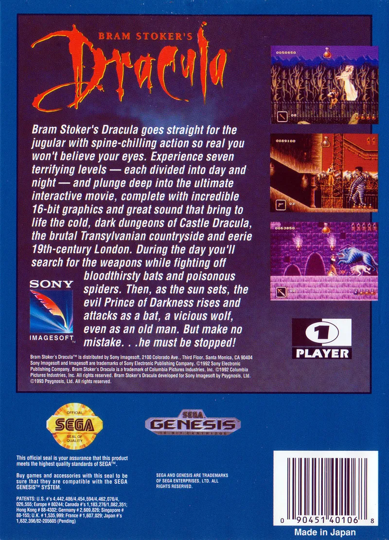 Bram Stoker's Dracula box back
