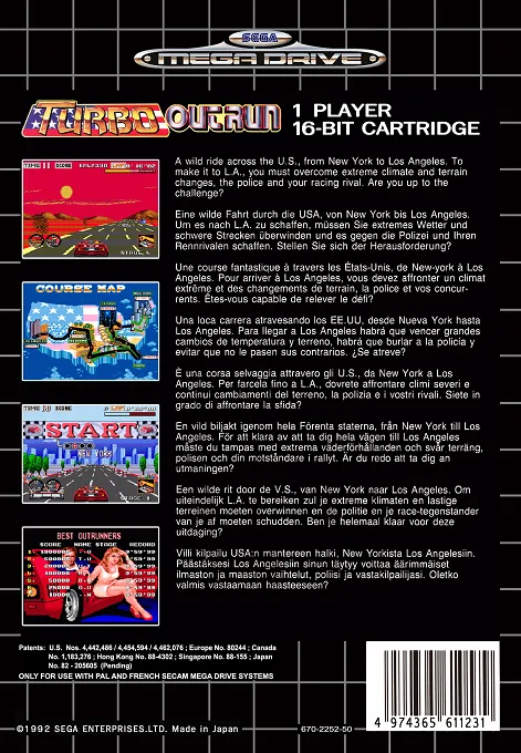Turbo Outrun box back