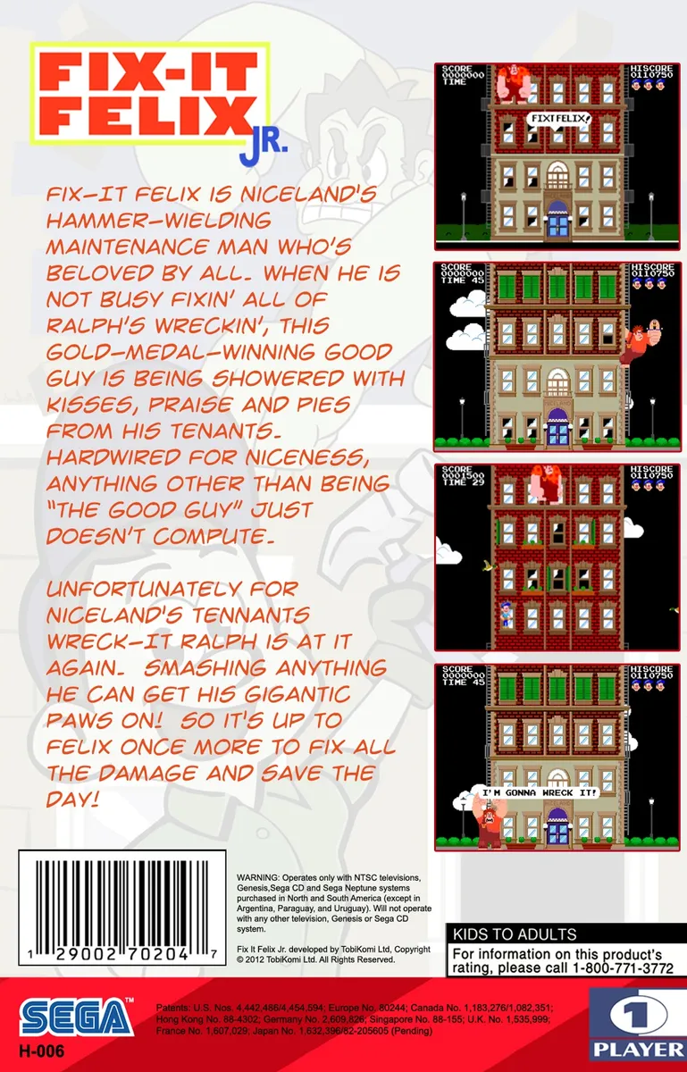 Fix-It Felix Jr. box back