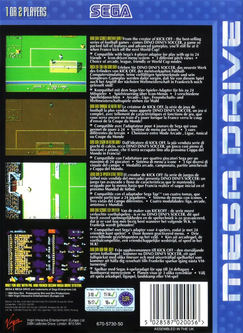 Dino Dini's Soccer box back
