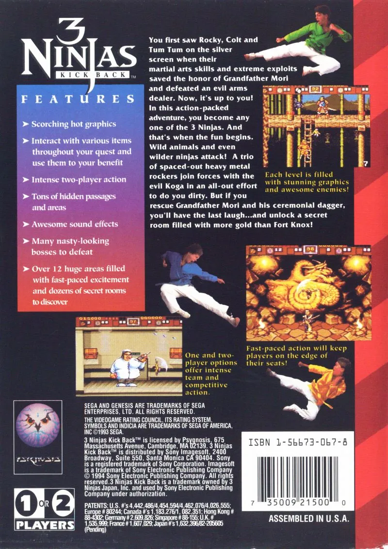 3 Ninjas Kick Back box back