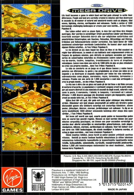 Two Tribes: Populous II box back