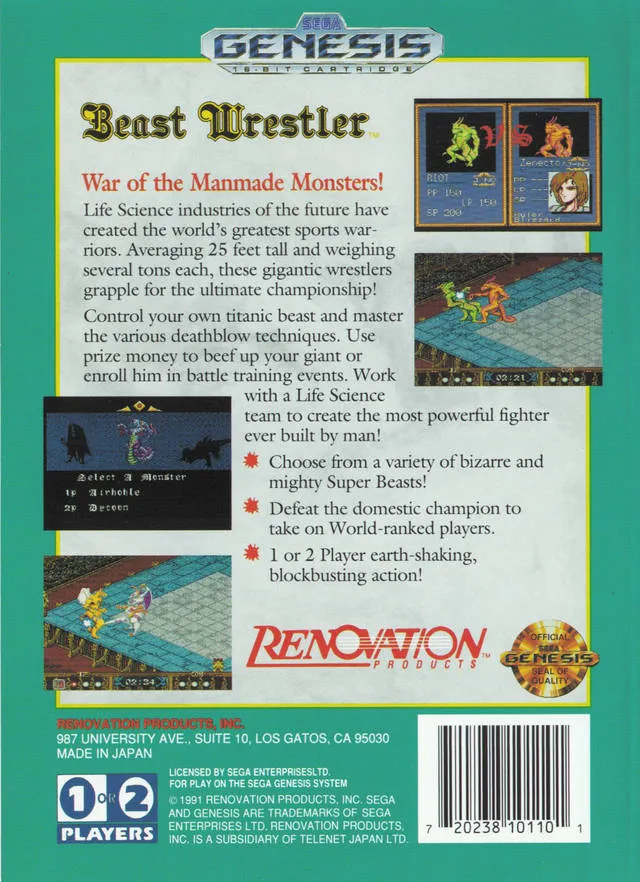 Beast Wrestler box back